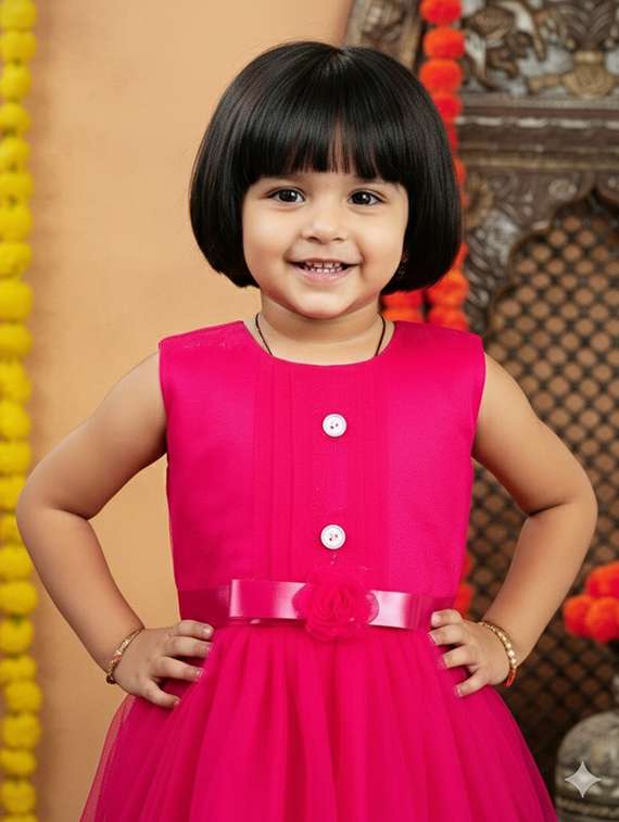 kids solid round neck dress - 22280167 -  Standard Image - 4