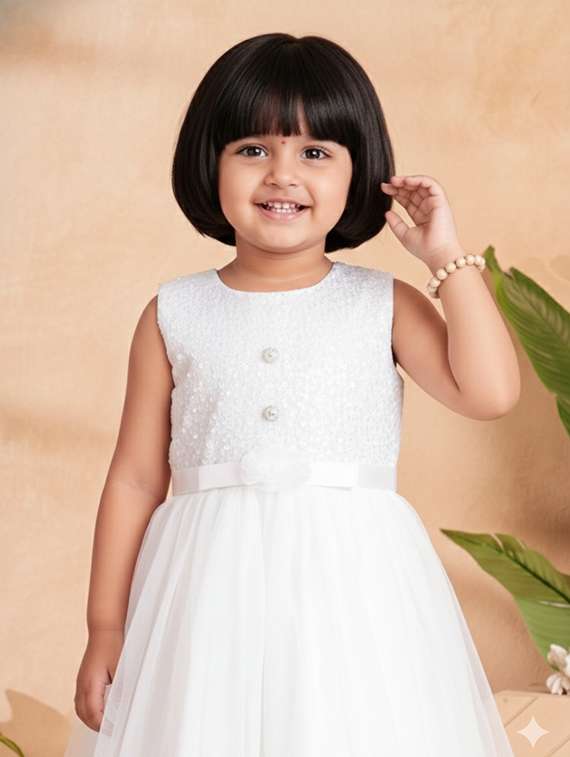 kids solid round neck dress - 22280178 -  Standard Image - 1