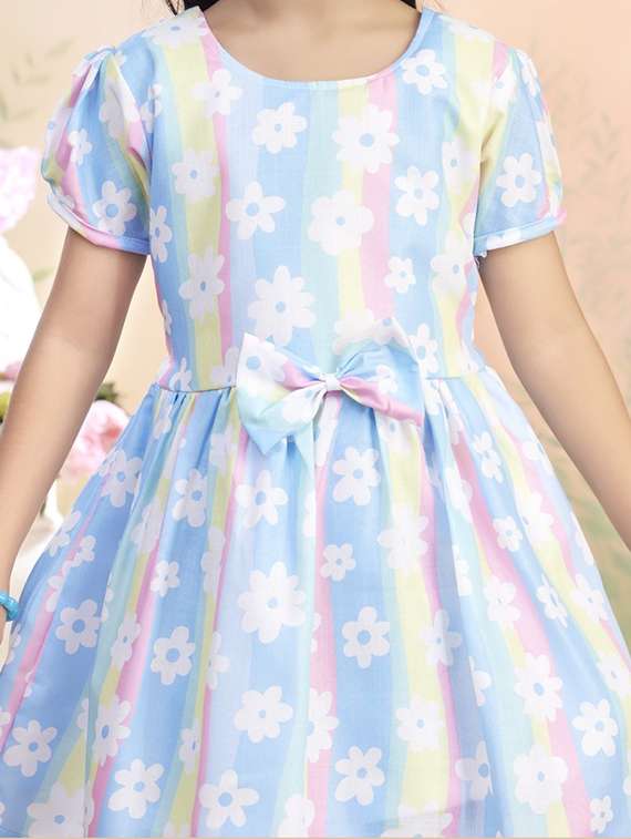 girls printed short sleeve fit & flare dress - 22280188 -  Standard Image - 1