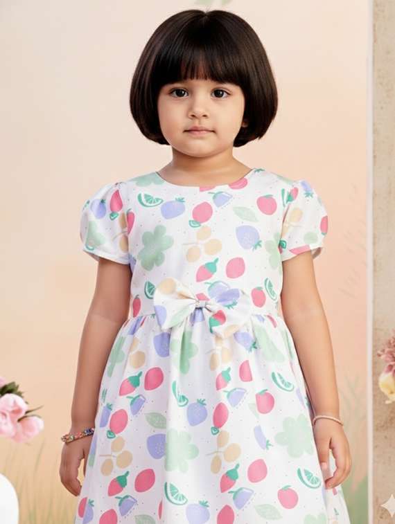 girls printed short sleeve fit & flare dress - 22280191 -  Standard Image - 4