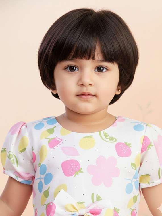 girls printed short sleeve fit & flare dress - 22280193 -  Standard Image - 1