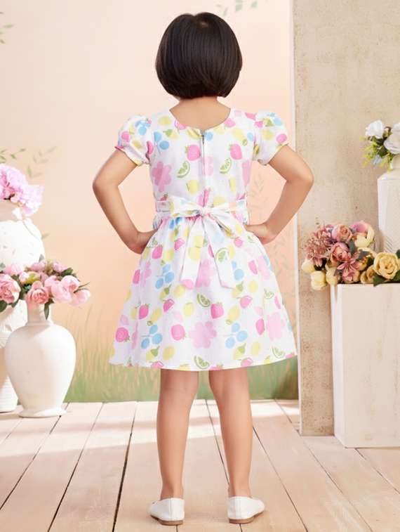girls printed short sleeve fit & flare dress - 22280193 -  Standard Image - 4