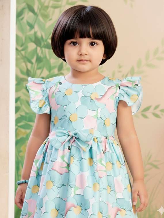 girls printed short sleeve fit & flare dress - 22280194 -  Standard Image - 4