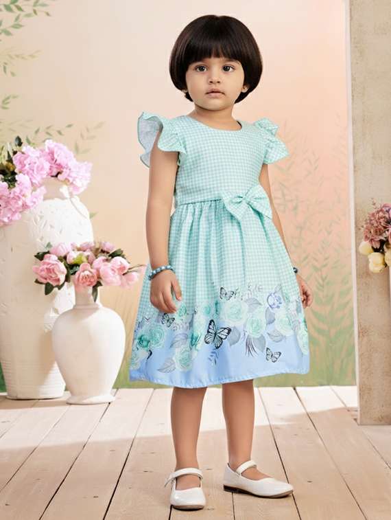 girls printed short sleeve fit & flare dress - 22280197 -  Standard Image - 1