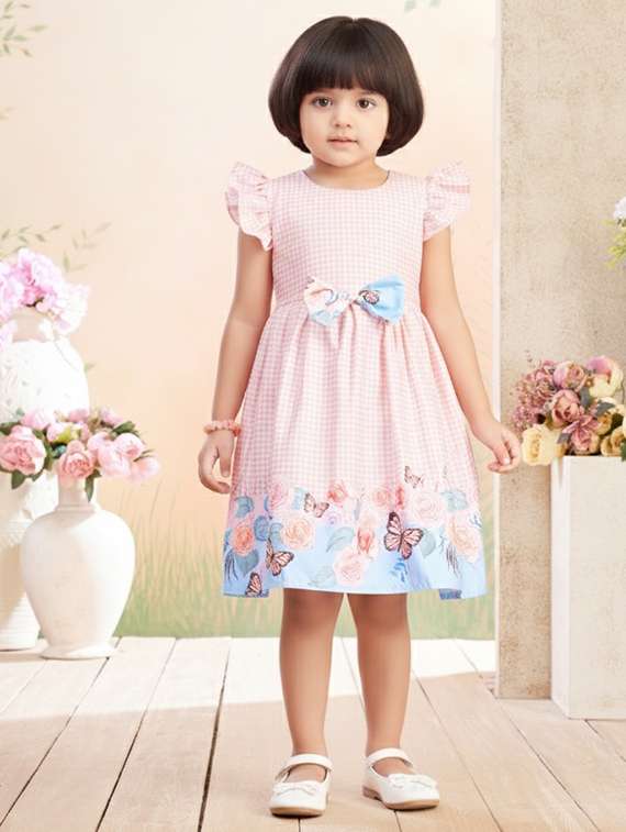 girls printed short sleeve fit & flare dress