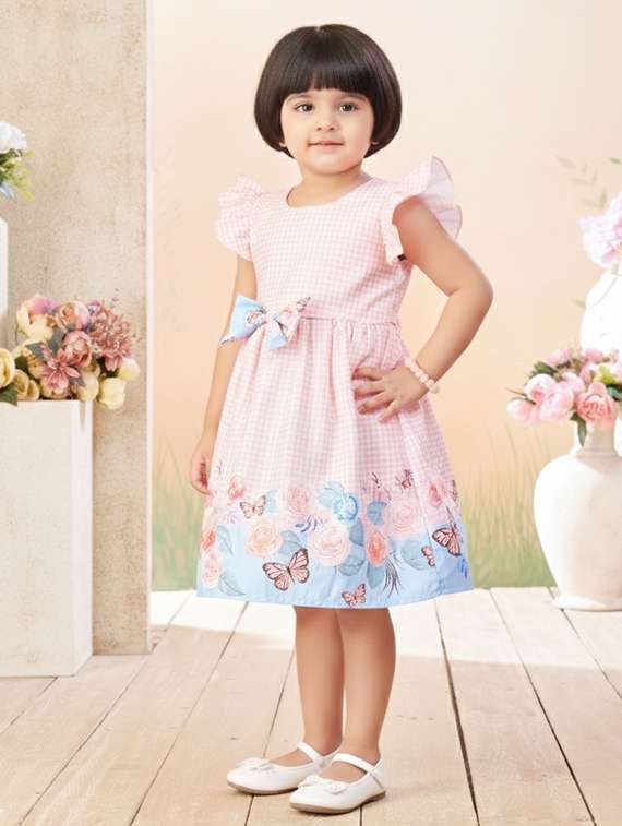 girls printed short sleeve fit & flare dress - 22280198 -  Standard Image - 1