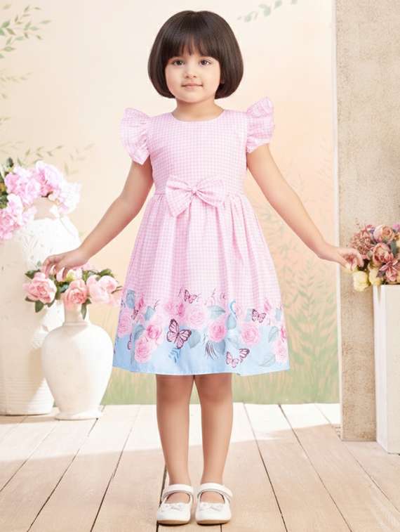 girls printed short sleeve fit & flare dress