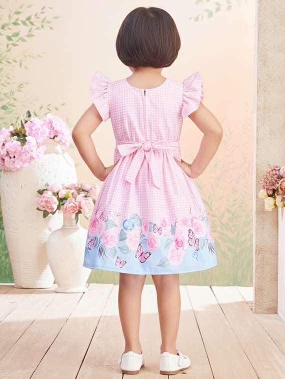 girls printed short sleeve fit & flare dress - 22280199 -  Standard Image - 4