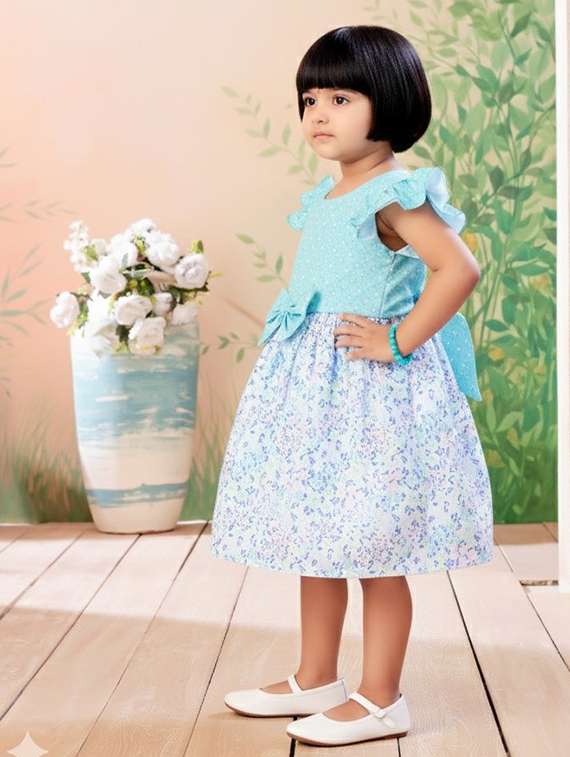 girls printed short sleeve fit & flare dress - 22280202 -  Standard Image - 1