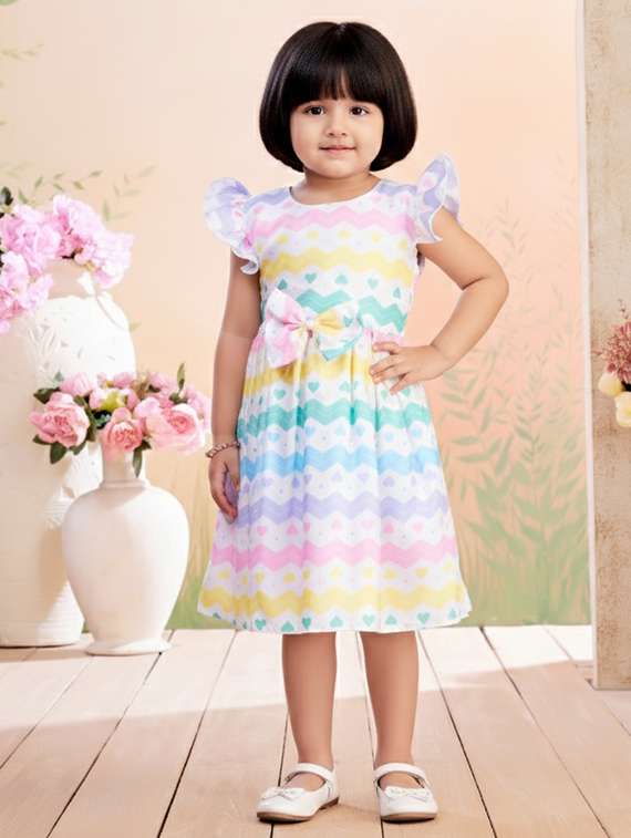 kids printed round neck dress