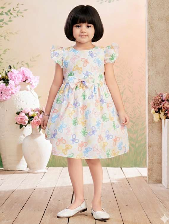 kids printed round neck dress