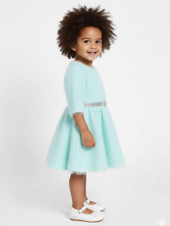 girls self designed round neck fit & flare dress - 22280214 -  Standard Image - 1