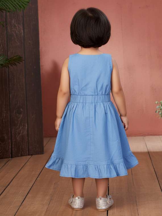 girls solid sleeveless denim fit & flare dress - 22280220 -  Standard Image - 4