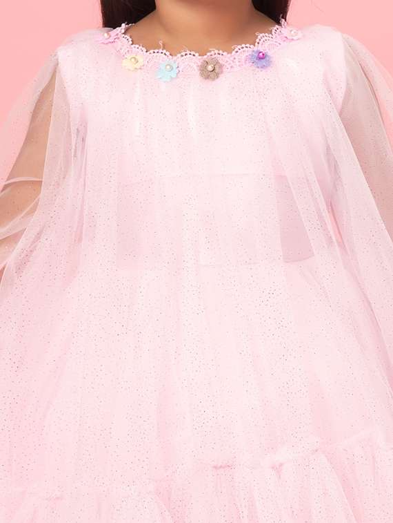 girls solid puff sleeve tiered dress - 22280231 -  Standard Image - 4