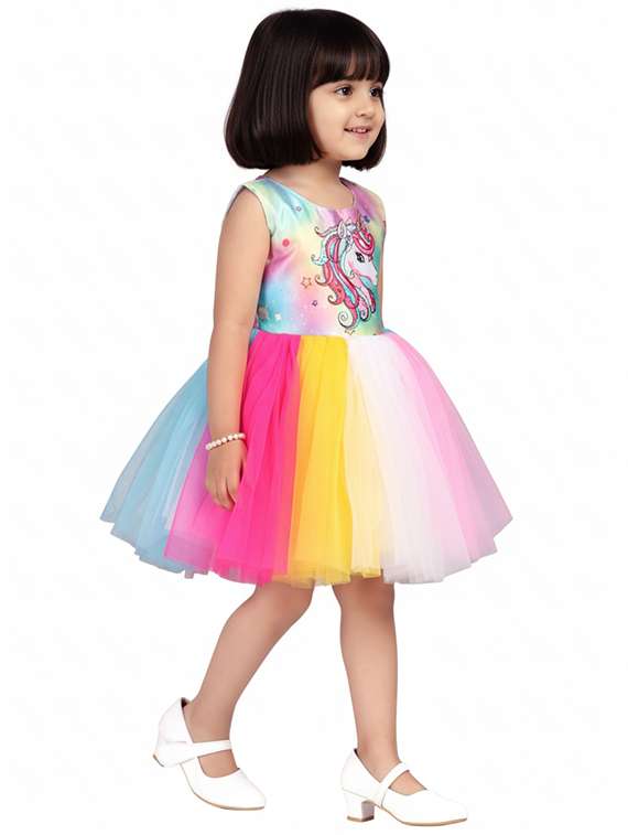 girls self designed sleeveless fit & flare dress - 22280235 -  Standard Image - 1