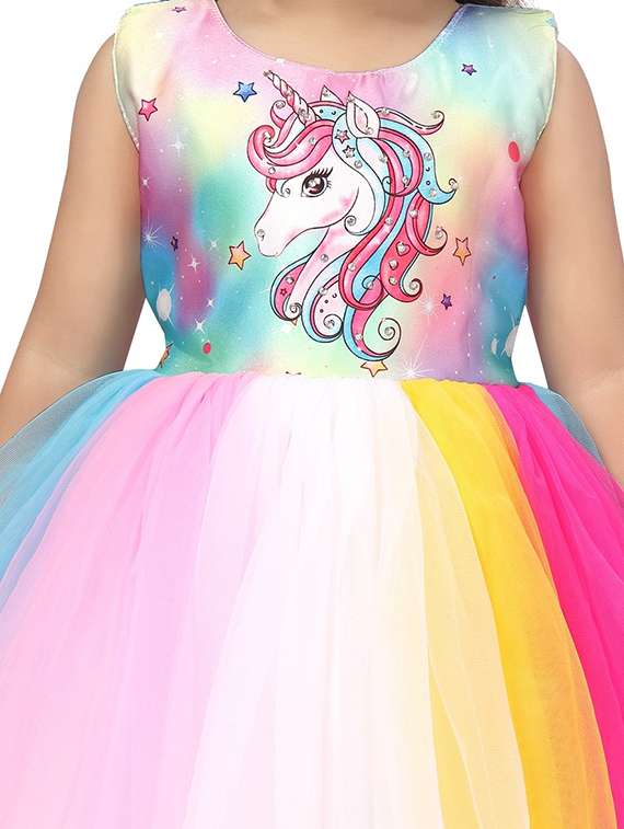 girls self designed sleeveless fit & flare dress - 22280235 -  Standard Image - 4