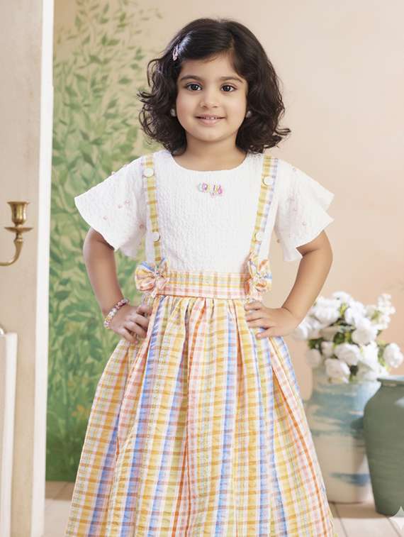 girls checkered round neck dress - 22280267 -  Standard Image - 1