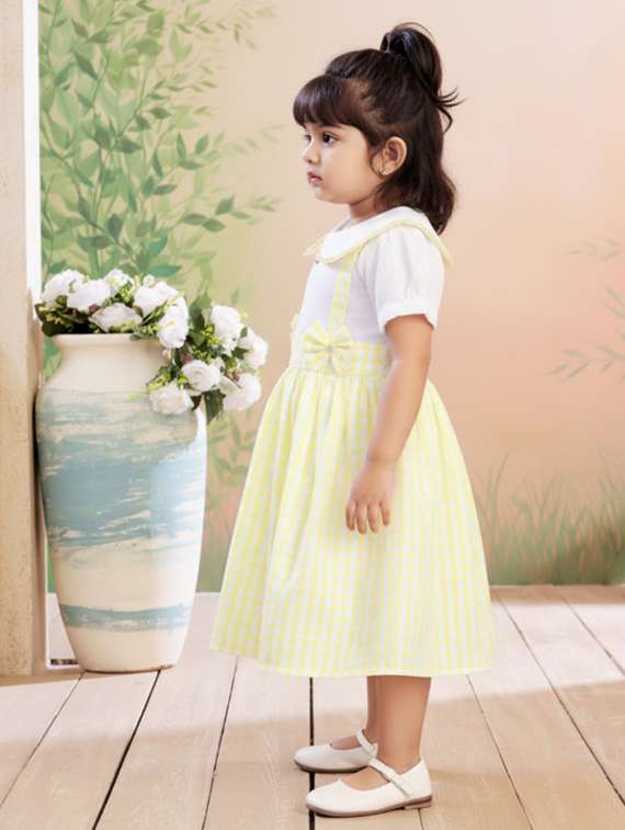 girls checkered round neck dress - 22280271 -  Standard Image - 1