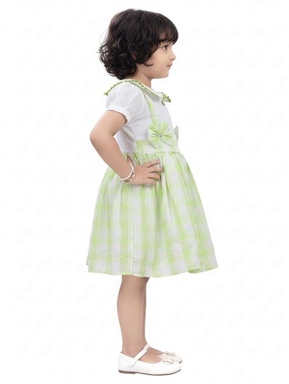 girls checkered puff sleeve fit & flare dress - 22280276 -  Standard Image - 1