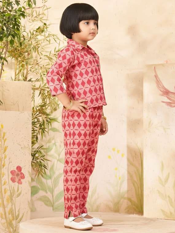 girls printed shirt & trouser co-ord set - 22280286 -  Standard Image - 1