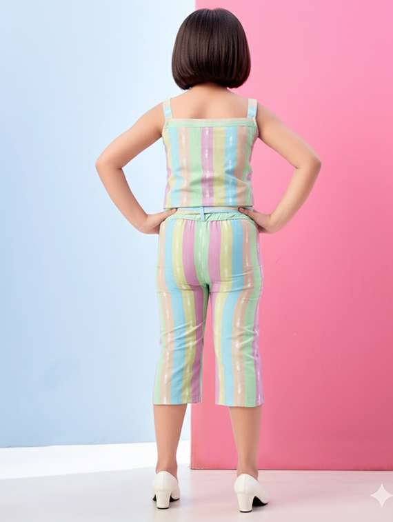 girls striped top & trouser co-ord set - 22280294 -  Standard Image - 4