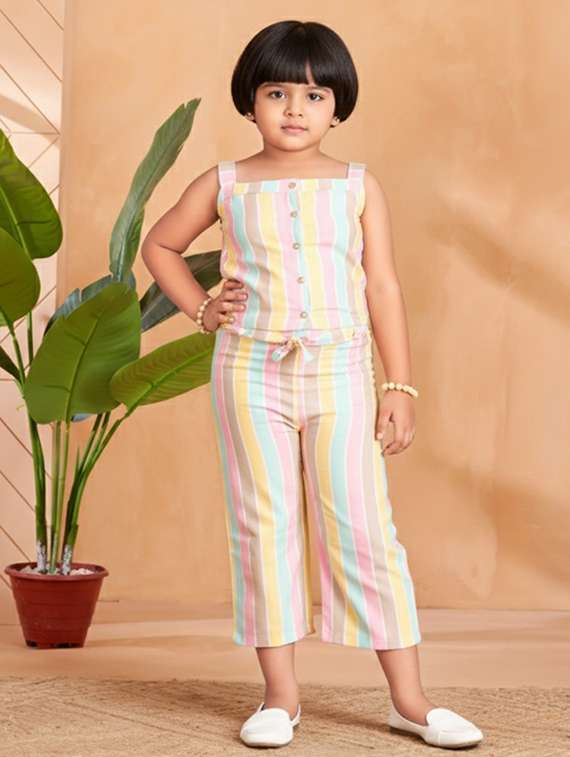 girls striped top & trouser co-ord set