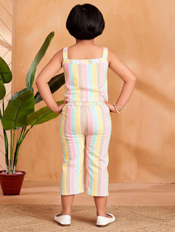 girls striped top & trouser co-ord set - 22280295 -  Standard Image - 4
