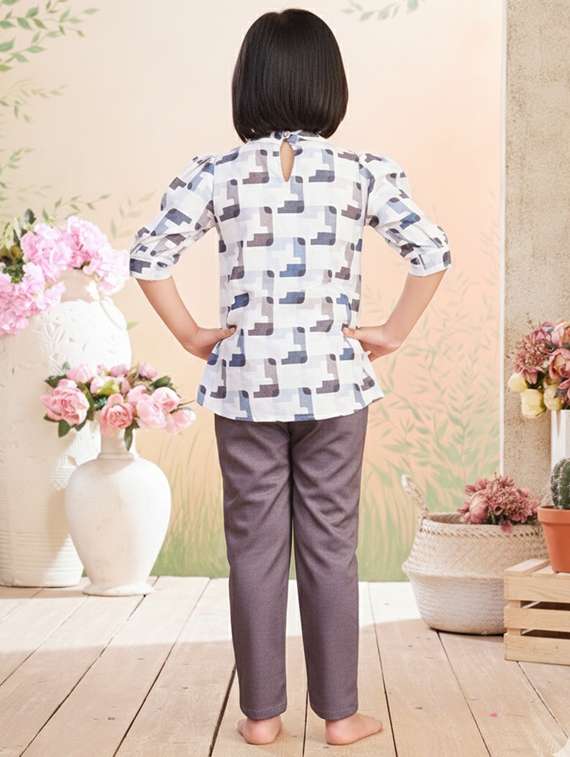 girls printed top & trouser co-ord set - 22280299 -  Standard Image - 4