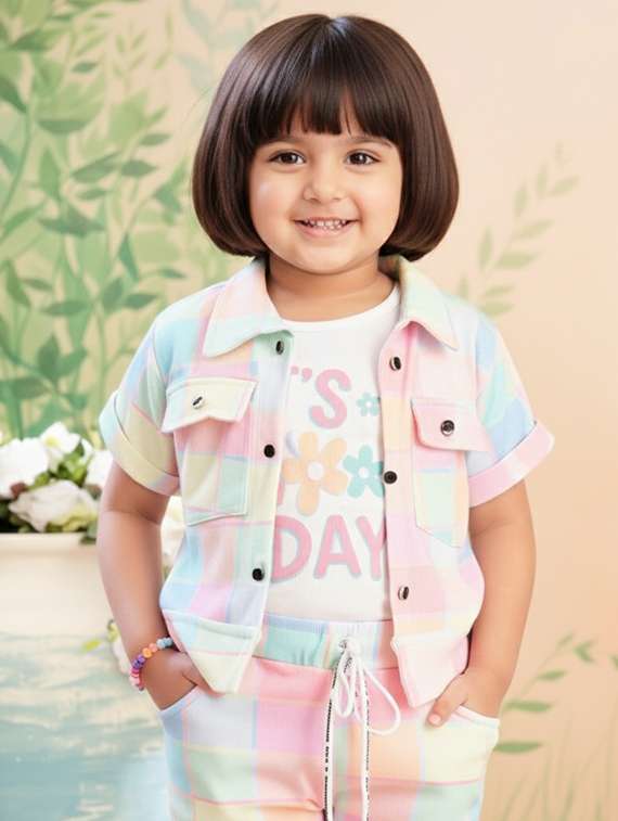 girls printed top & trouser co-ord set - 22280311 -  Standard Image - 1