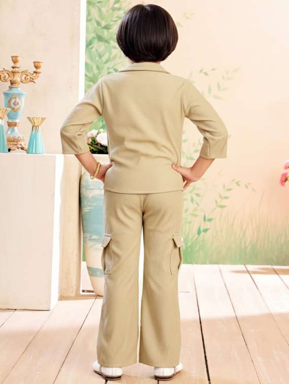 girls solid top and trouser co-ord set - 22280326 -  Standard Image - 4