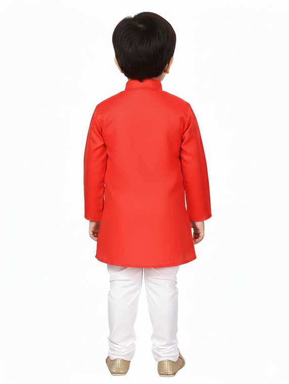 boys solid long sleeve kurta and pyjama set - 22280334 -  Standard Image - 4