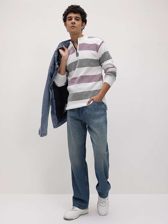 men striped long sleeve regular fit pullover  - 22280336 -  Standard Image - 4