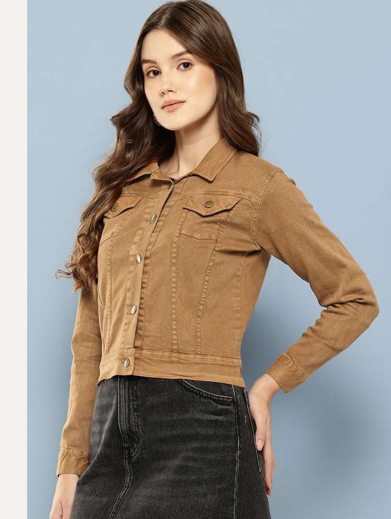 women solid long sleeve denim jacket - 22280343 -  Standard Image - 1