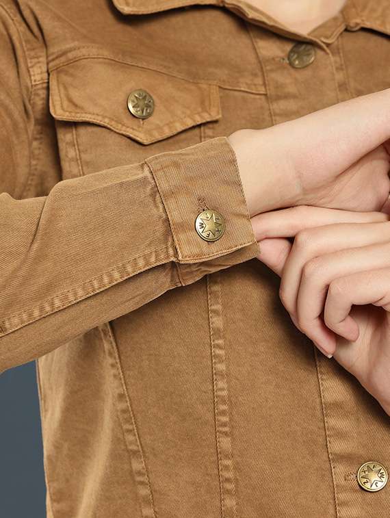 women solid long sleeve denim jacket - 22280343 -  Standard Image - 4