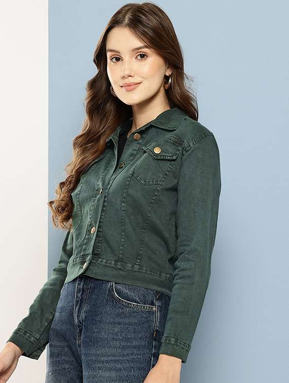 women solid long sleeve denim jacket - 22280344 -  Standard Image - 1