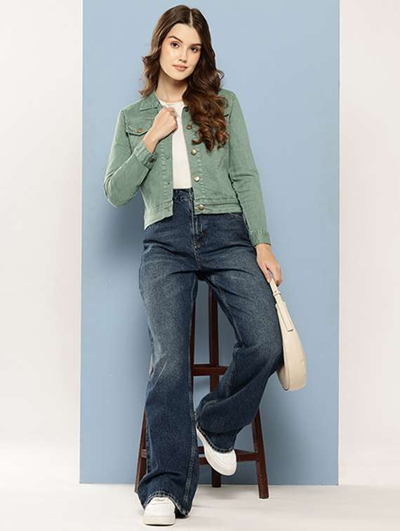 women solid long sleeve denim jacket - 22280345 -  Standard Image - 4