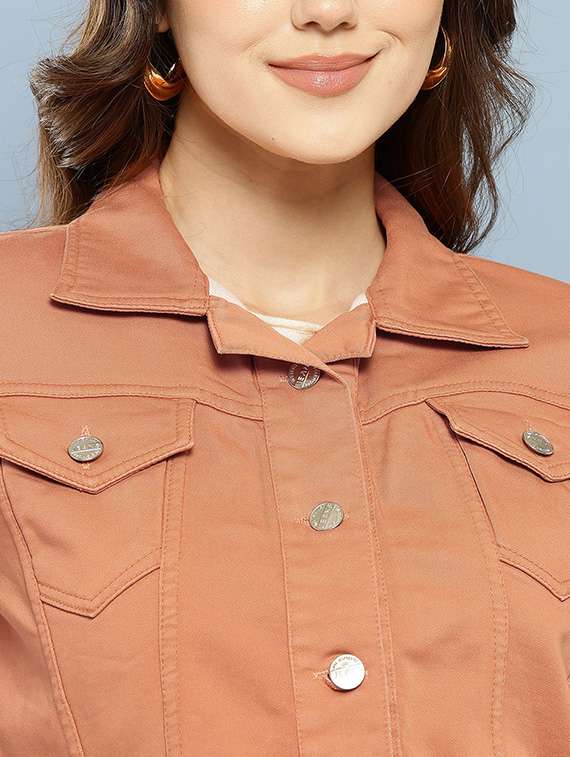 women solid long sleeve denim jacket - 22280349 -  Standard Image - 4