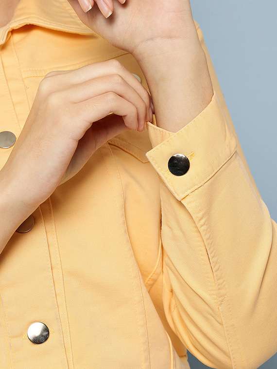 women solid long sleeve denim jacket - 22280351 -  Standard Image - 4