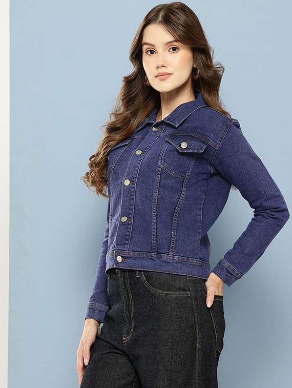 women solid long sleeve denim jacket - 22280352 -  Standard Image - 1