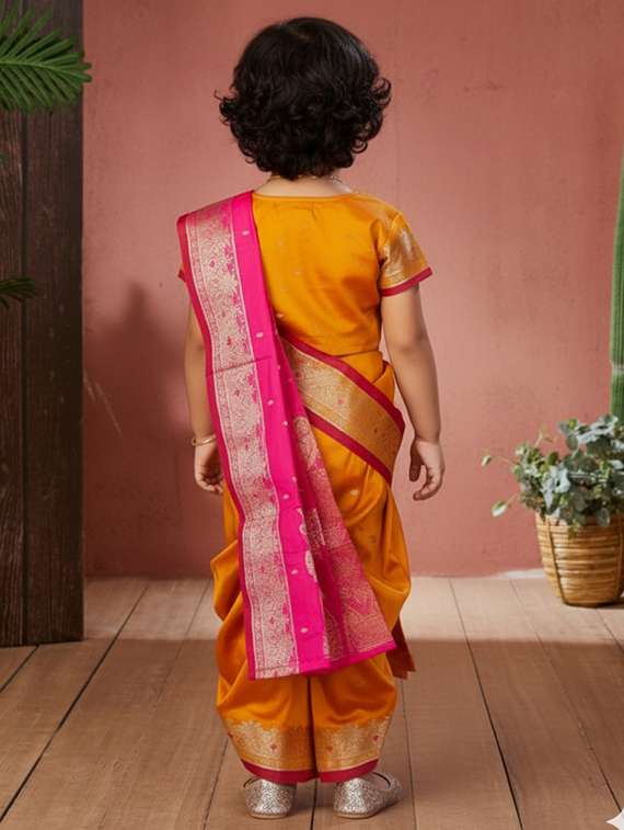 girls self designed ready to wear nauvari saree - 22280357 -  Standard Image - 4