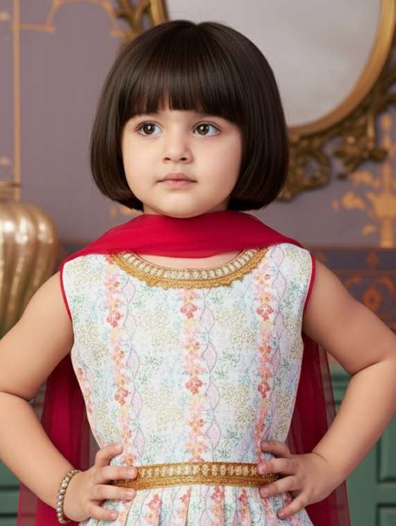 girls printed kurta and salwar with dupatta set - 22280369 -  Standard Image - 1