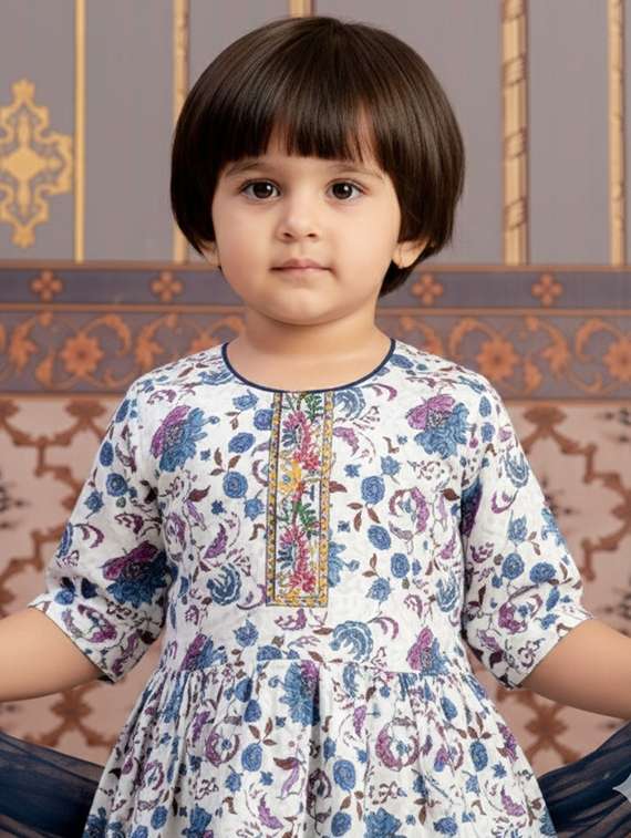 girls printed kurta and salwar with dupatta set - 22280370 -  Standard Image - 1