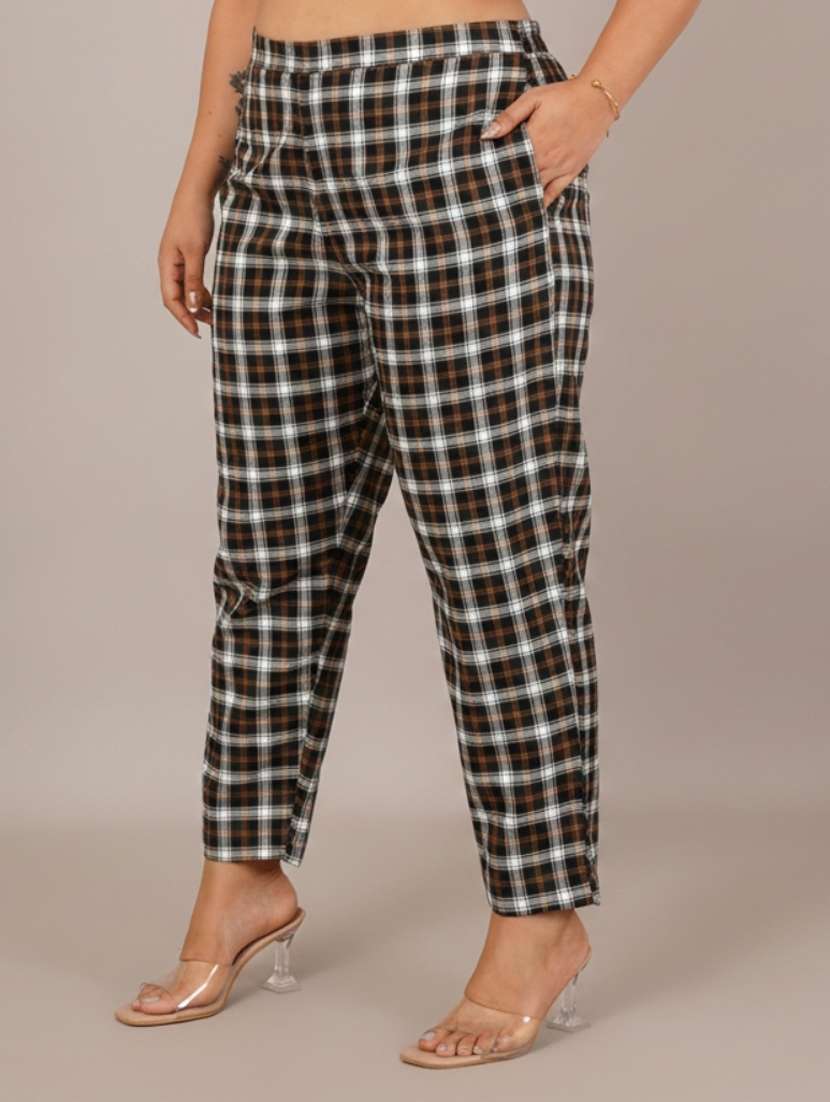women checkered shirt  and trouser co-ord set - 22280373 -  Standard Image - 4
