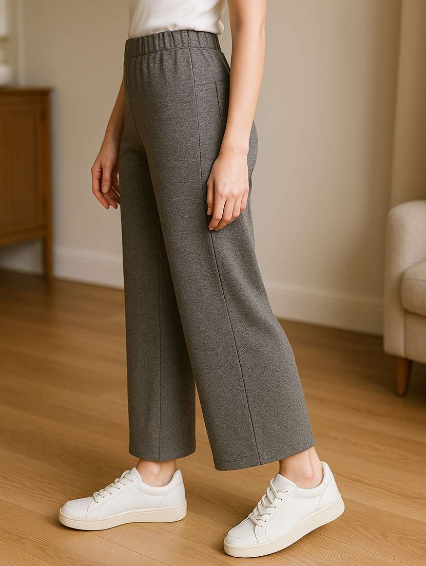 women solid mid rise track pant - 22280394 -  Standard Image - 1