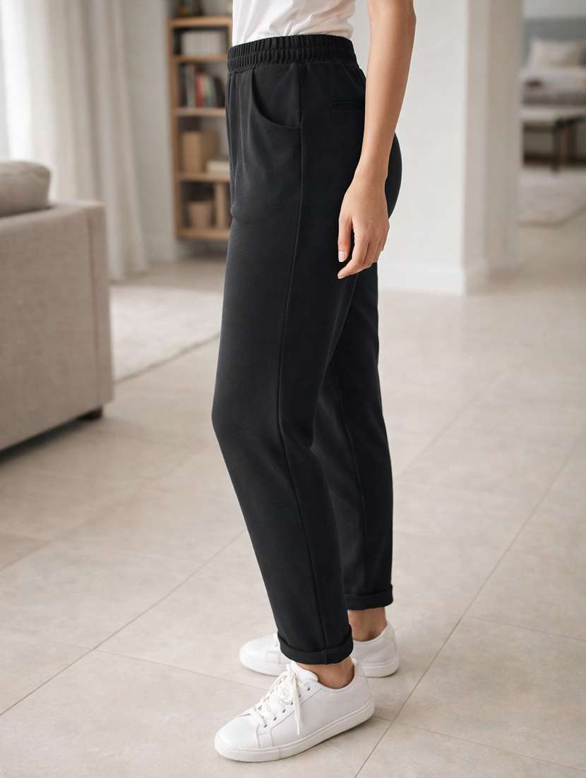 women solid mid rise regular track pant - 22280398 -  Standard Image - 1