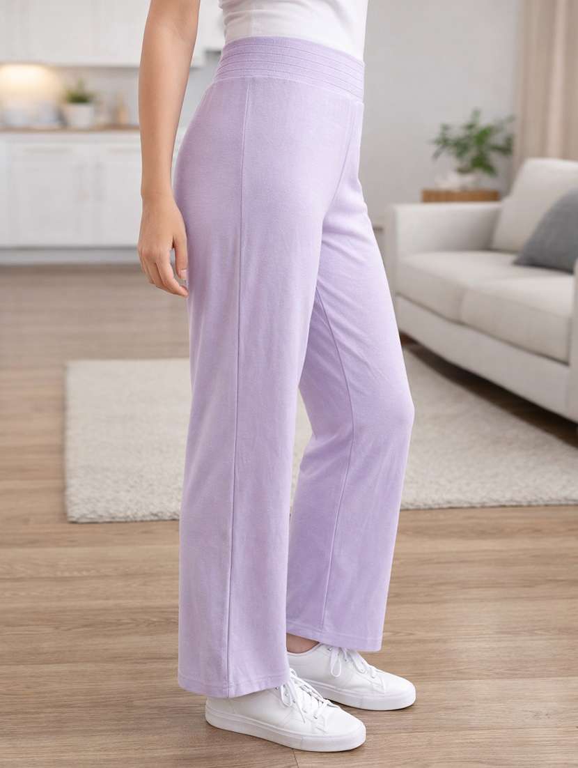 women solid high rise regular track pant - 22280402 -  Standard Image - 1