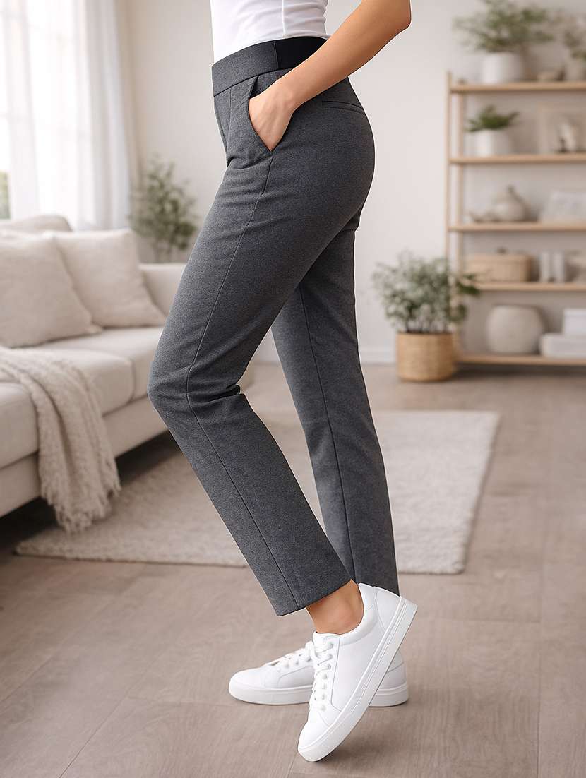 women solid high rise cigarette pants - 22280406 -  Standard Image - 1
