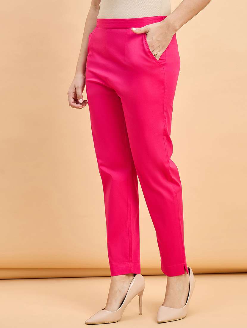 women solid mid rise cigarette pants - 22280411 -  Standard Image - 1