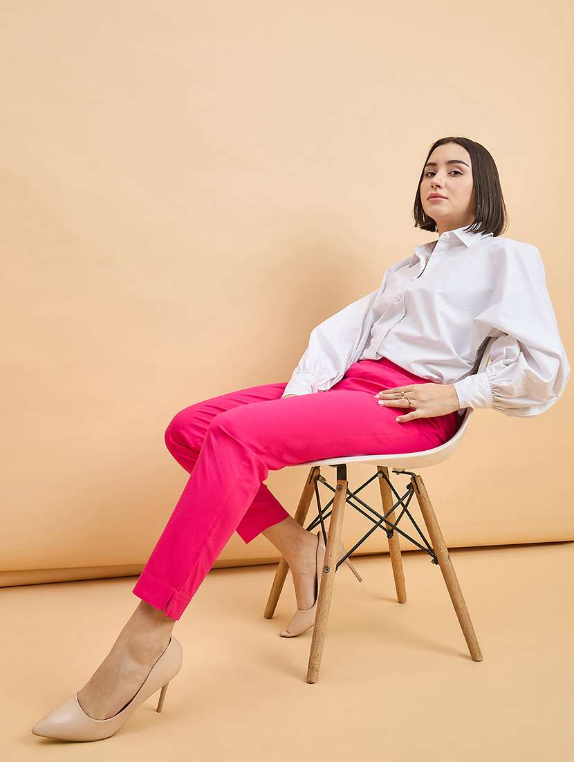 women solid mid rise cigarette pants - 22280411 -  Standard Image - 4