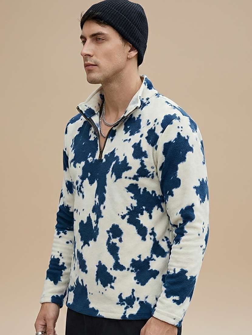 men printed stand collar long sleeve sweatshirt - 22280434 -  Standard Image - 1